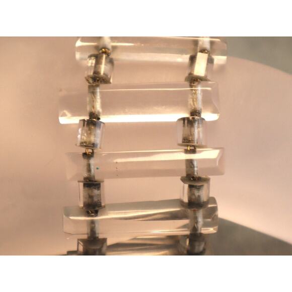 Vintage Lucite Ladder Bracelet Linked Clear Bars - Picture 2 of 4